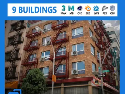 NYC Block Set 2 V2 Low-poly 3D model