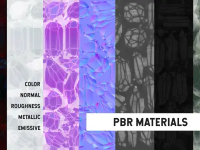 Lowpoly Crystals with 3 PBR materials Low-poly 3D model