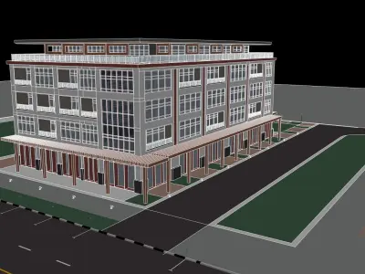 Mixed Use Building Multi Family American Modern 3D model