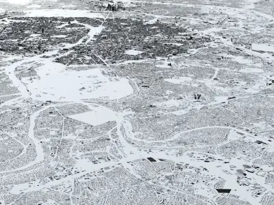 Greater Paris Streets and Buildings  3D model