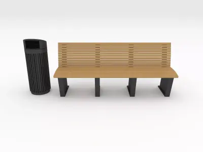 Bench Park 42 Low-poly 3D model