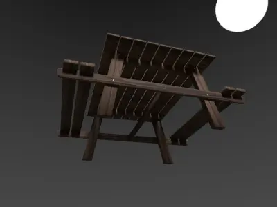 Bench picnic table Free low-poly 3D model