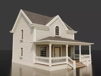 American Cottage House 1 Low-poly 3D model