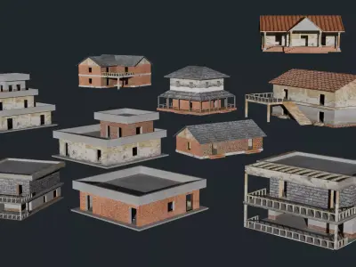 Lowpoly Housees Pack Low-poly 3D model