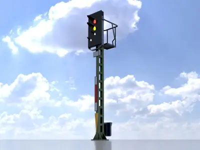 KS Railway Signal Post 4500mm Version-11 Low-poly 3D model