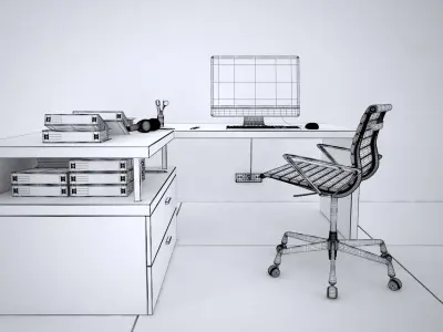 Office Desk - Interior Office Furniture 03 3D model