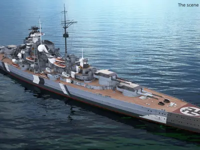  Bismarck Battleship with Atlantic Deception Pattern 1941 Gray 