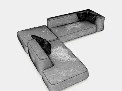 Cozy couch with round edges 3D model