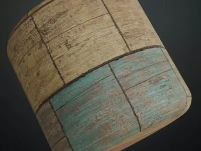 Rustic Multicolored Painted Wood Tiles PBR Seamless Texture