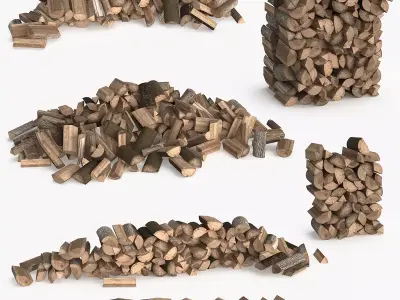 Pile of Wood Low-poly 3D model