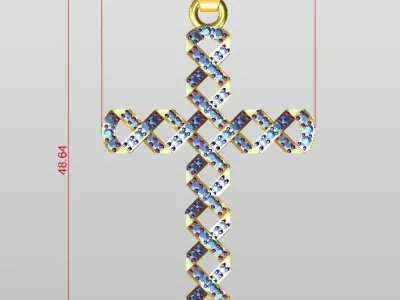 Diamond twist cross pendent  3D print model