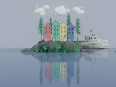 sea town 3D model