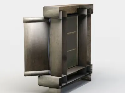 Window metal door with glass Low-poly 3D model