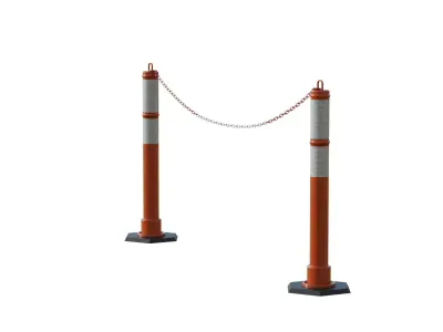 Delineator Posts With Chain Low-poly 3D model