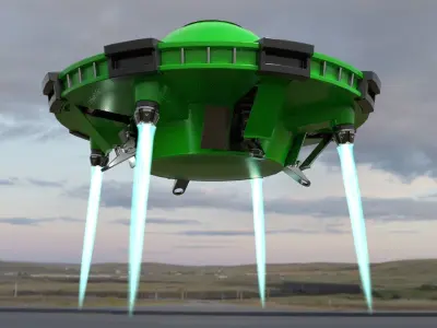 Animated UFO Low-poly 3D model