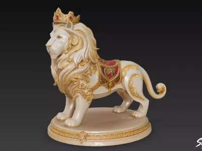 Lion Statue V44 Low-poly 3D model