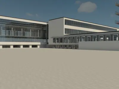 Bauhause building in middle of desert 3D model