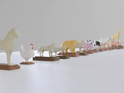 Animal Statue Props Pack Low-poly 3D model