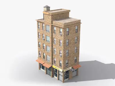 Apartment Building x7 Low-poly 3D model