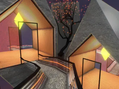 G0020 VR Virtual Reality space Mysterious Lights Low-poly 3D model