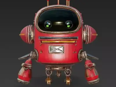 Retro Red Robot  Stylized 3D Character 3D model