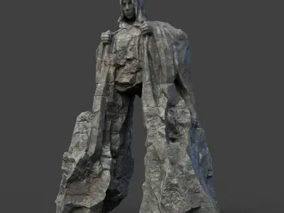 Low poly Giant Gate Cliff Statue 220607 Low-poly 3D model