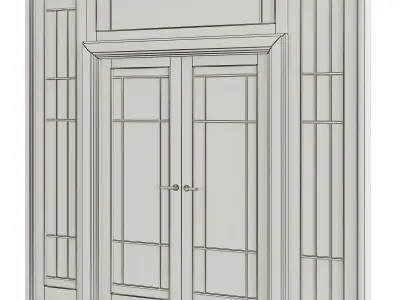 Doors low poly 3d model collection door with glass panels Low-poly 3D model