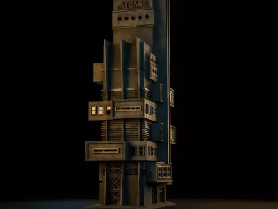 DYSTOPIAN BRUTALIST BUILDING SCIFI 08 Low-poly 3D model