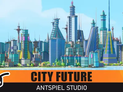 City Future Low-poly 3D model