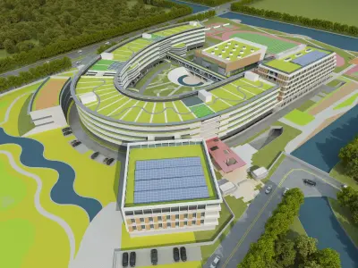 Modern school building07 3D model