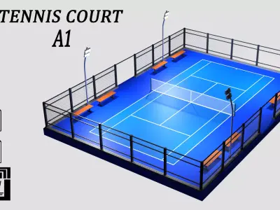 Tennis court A1 Low-poly 3D model