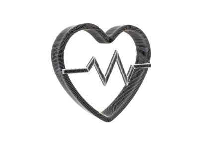 Heartbeat Pulse Symbol v2 003 Low-poly 3D model