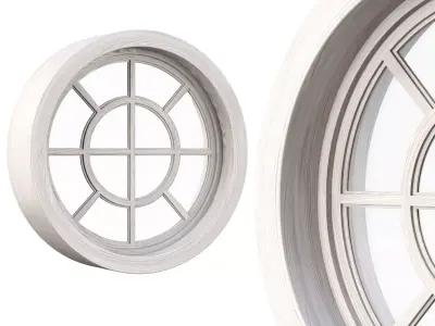 Wooden round window V1  3D model