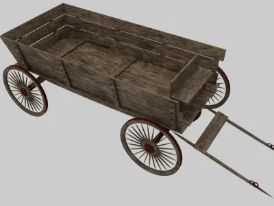  Textures Medieval Wagon Low-poly 3D model