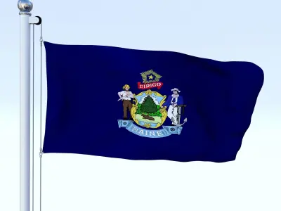 Animated Maine Flag Low-poly 3D model