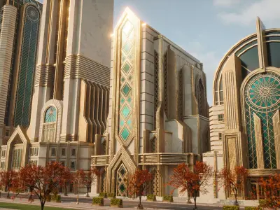 FANTASY ART DECO ARCHITECTURE CLASSIC 02 Low-poly 3D model