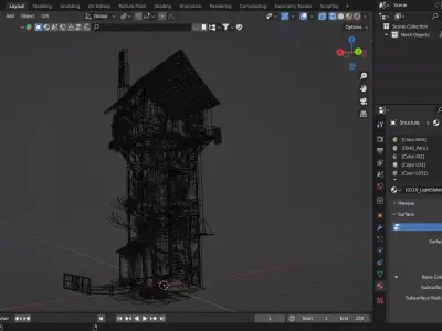 Urban Watch Tower Low-poly 3D model