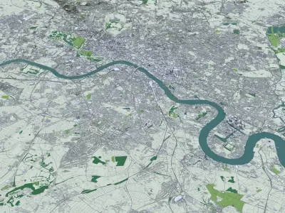 London with Terrain 3D model