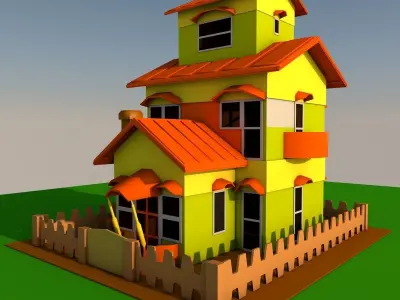 Low poly cartoon house  Low-poly 3D model