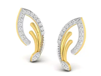 Gold Diamond Women Earring 3D print Model 3D print model 120