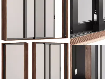 Panoramic windows in a wooden frame 3D model