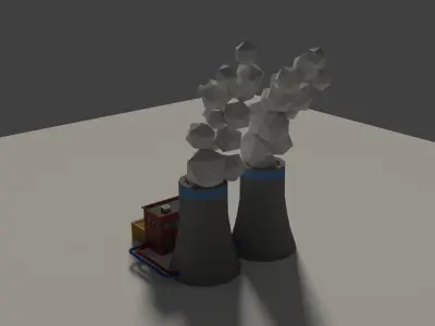 Low Poly Cartoon Factory 2 Low-poly 3D model
