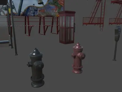 US street props Low-poly 3D model