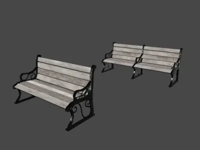 Urban Park Benches Low-poly 3D model