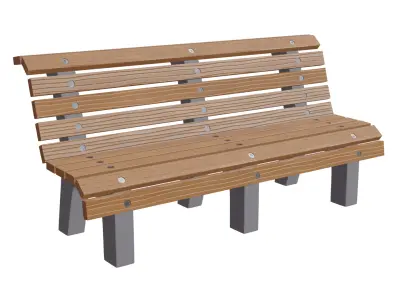 Outdoor Wooden Bench 7 Low-poly 3D model