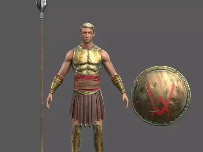 Roman warrior Low-poly 3D model