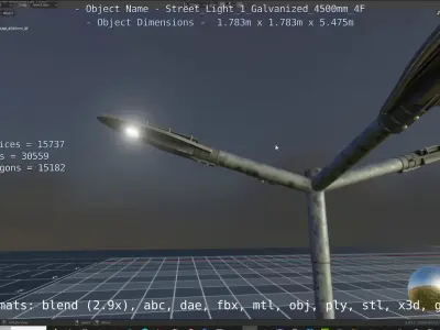 Street Light 1 Galvanized 4500mm 4F Low-poly 3D model