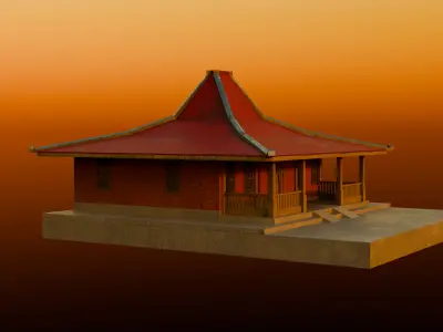 Traditional Javanese Joglo House 3D model
