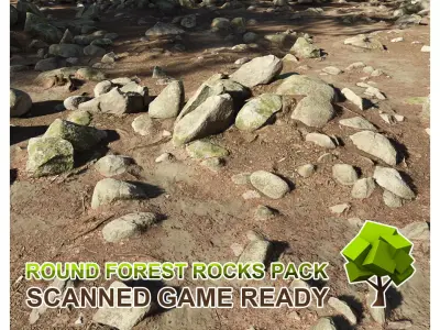 Round Forest Rocks Pack Low-poly 3D model