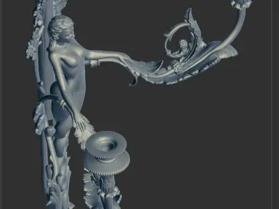 French-gilt-bronze-twin-light-wall humanoid creature with wings 3D print model